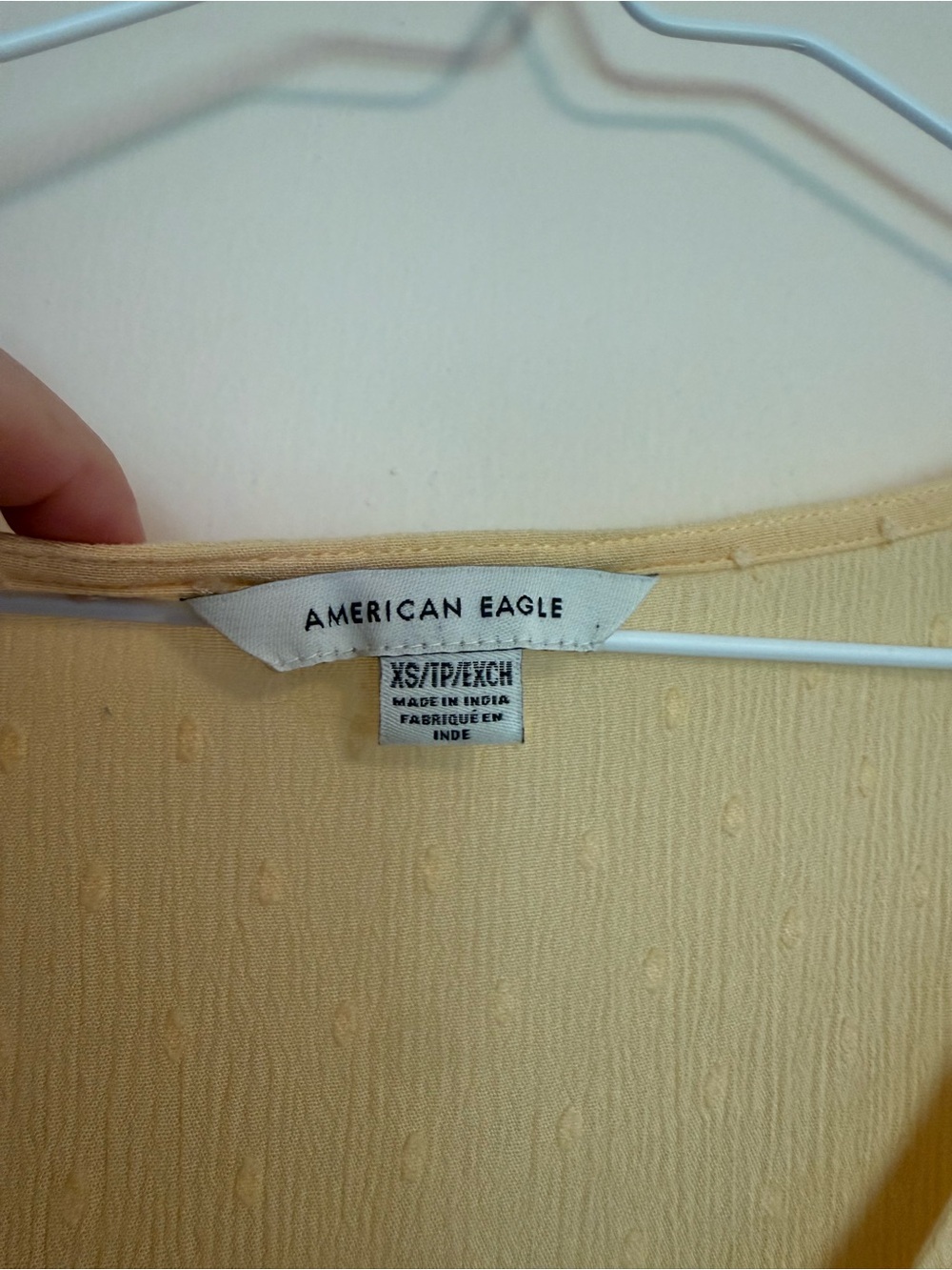 American Eagle Outfitters Light Yellow Tie-Front Long Sleeve Tiered Dress - Picture 3 of 3